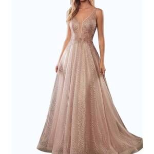 NEW ANDREA & LEO COUTURE vespertine beaded gown in rose gold
